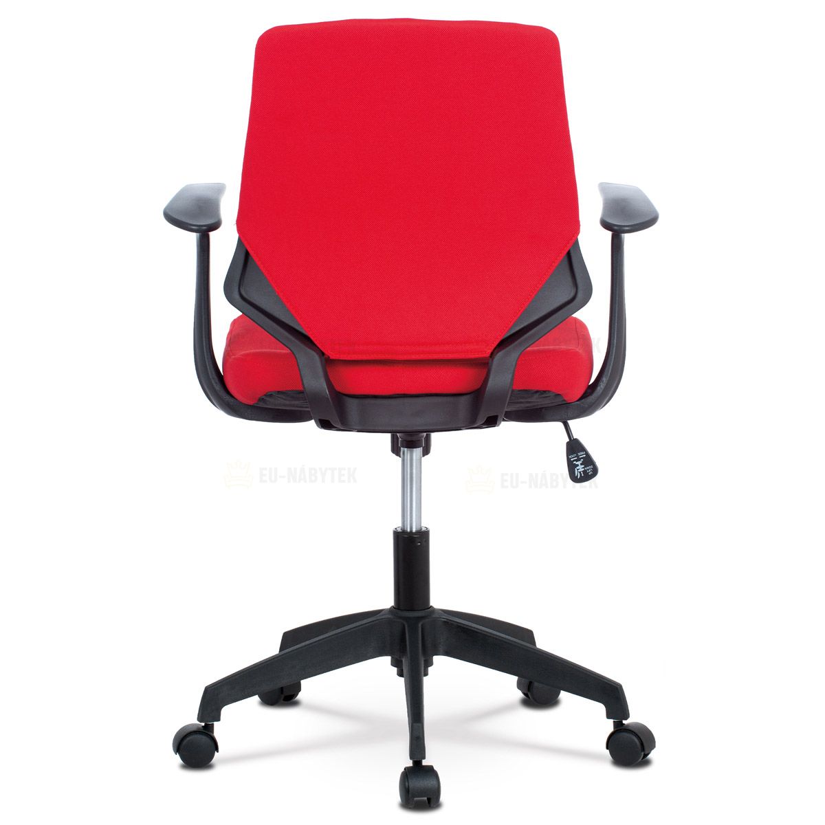 Kancelářská židle, červená látka, černé PP područky DOPRODEJ
