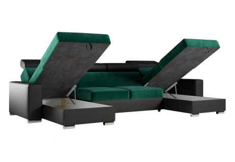 Rozkládací rohová sedačka ARDO U zelená / černá